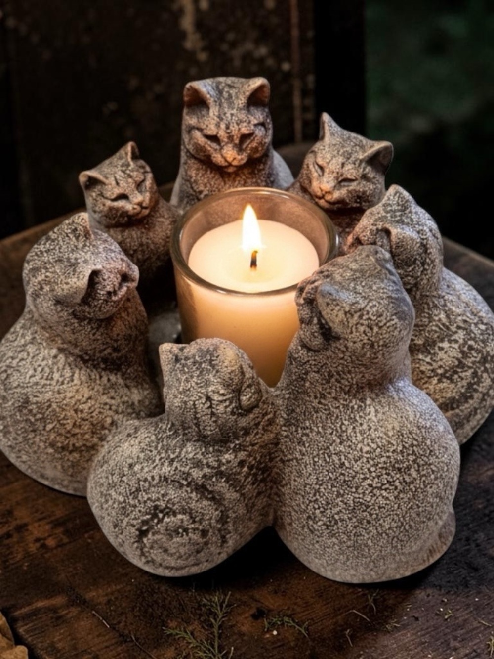 Original Windstone Editions Circle of Cats Candle Lamp, Sculpted by Melody Peña.
